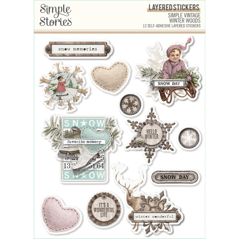 Simple Stories - Simple Vintage Winter Woods - Layered Stickers