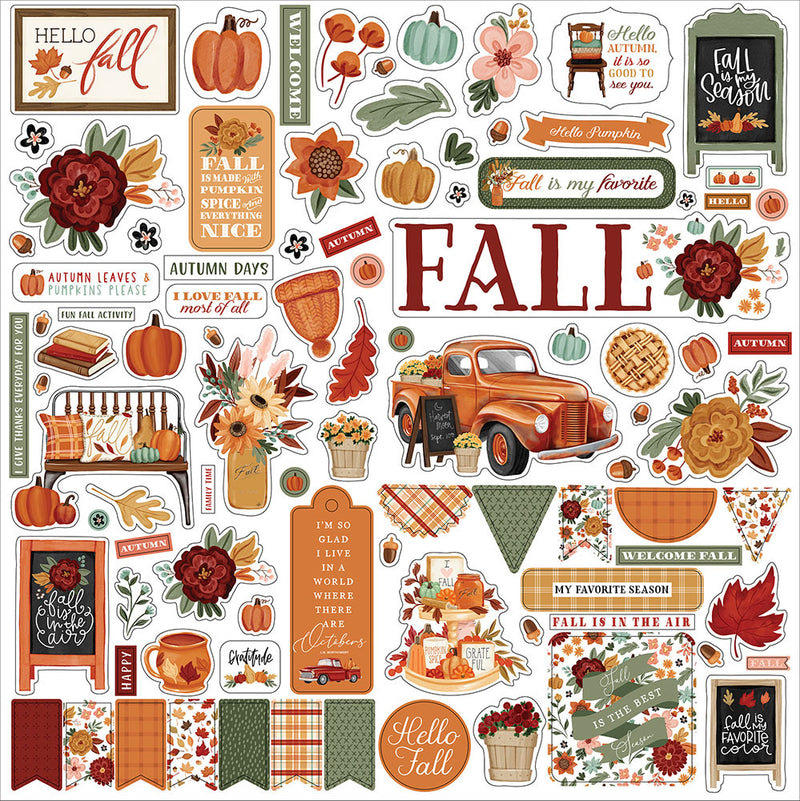 Carta Bella Paper - Welcome Fall - 12 x 12 Cardstock Stickers - Elements