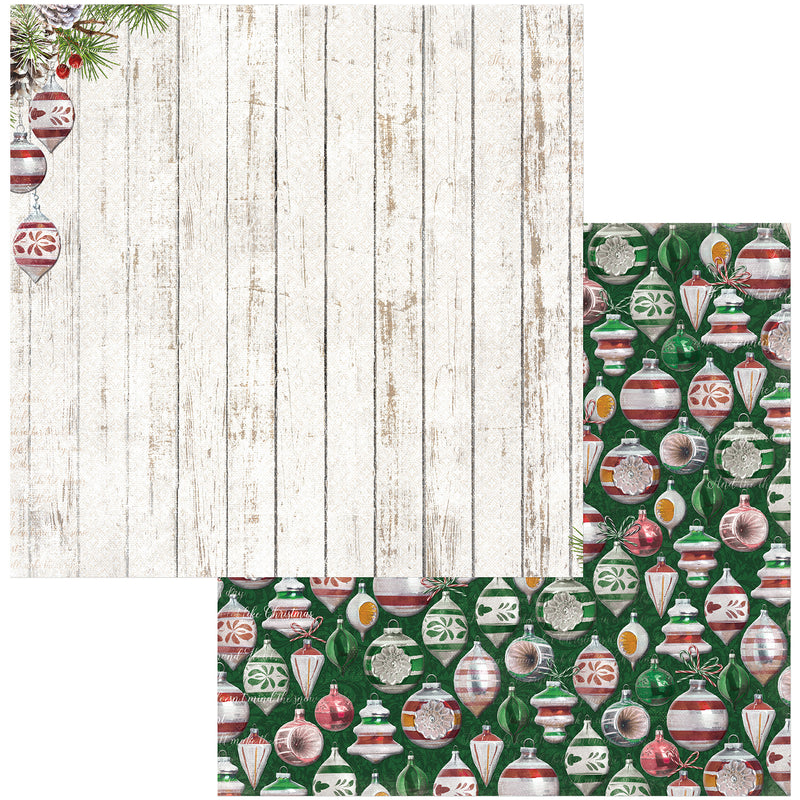 BO BUNNY PATTERNED PAPER 12X12 - JOYFUL CHRISTMAS - ORNAMENTS