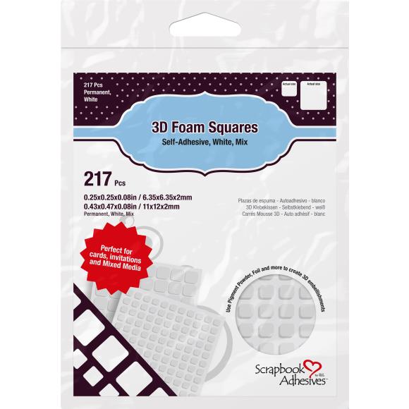 Scrapbook Adhesives - 3D Foam Squares Variety - White - .5"X.5" & .25"X.25"