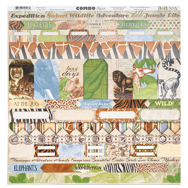 BO BUNNY - 12X12 - JUNGLE LIFE COMBO STICKERS