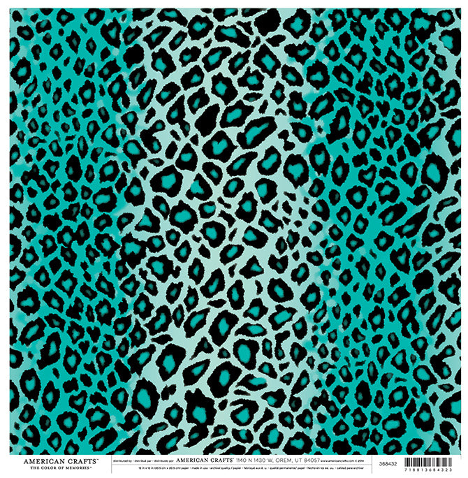 12X12 PATTERNED PAPER Turquoise Leopard