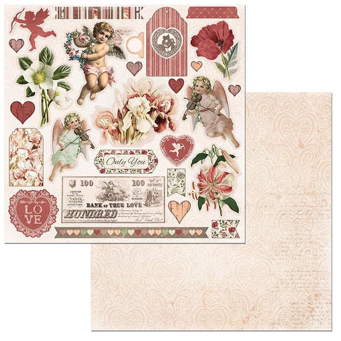 BO BUNNY - PATTERNED PAPER 12X12 - ONLY YOU - NOTEWORTHY