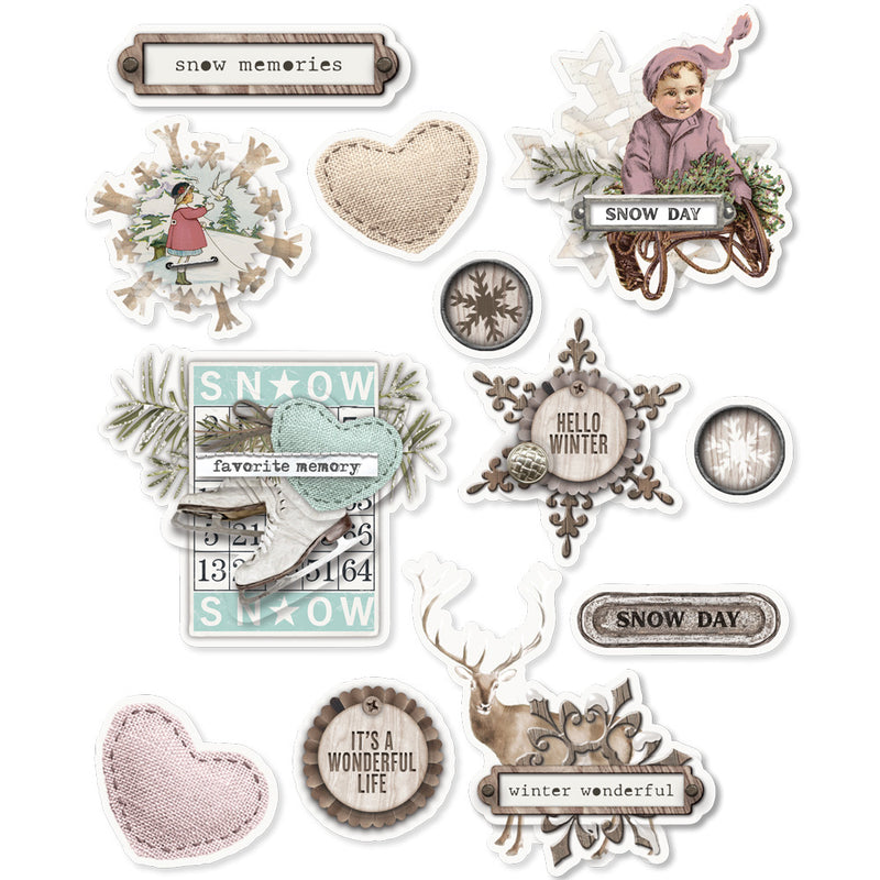 Simple Stories - Simple Vintage Winter Woods - Layered Stickers