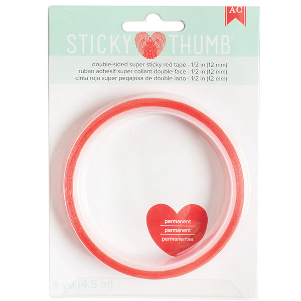 American Crafts - Super Sticky Red Tape - Double Sided - 1/2 Inch (5 yards)