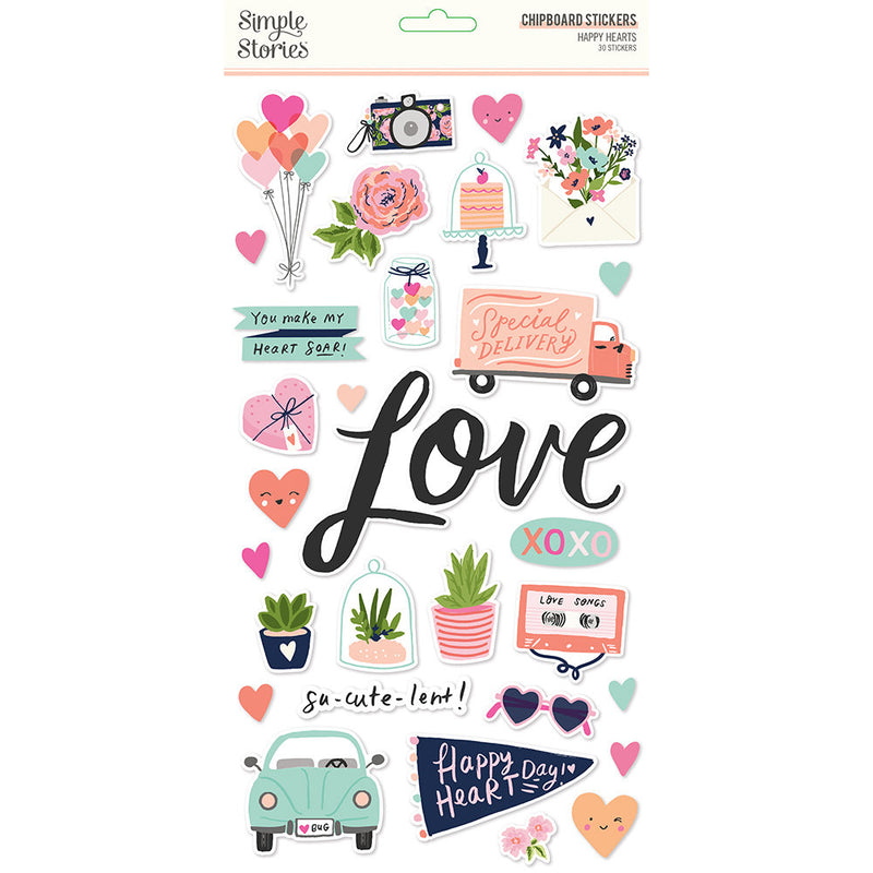 Simple Stories - Happy Hearts - 6x12 Chipboard