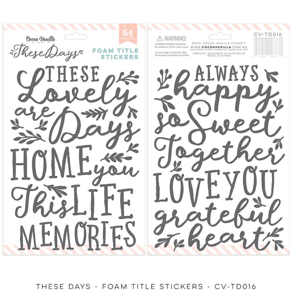 Cocoa Vanilla Studio - These Days - Foam Title Stickers