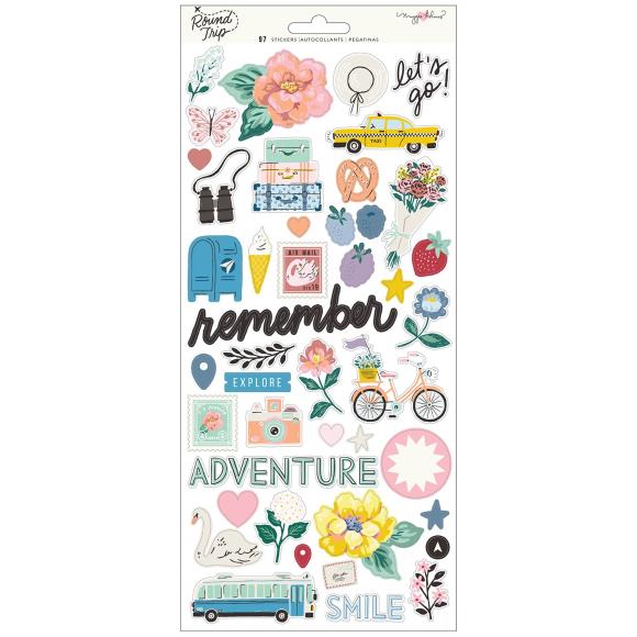 Maggie Holmes - Round Trip - 6"X12" Cardstock Sticker Accents & Phrases 97/Pkg