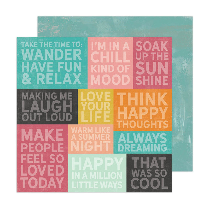 Heidi Swapp - Sun Chaser - 12 x 12 Double Sided Paper - Happy Thoughts