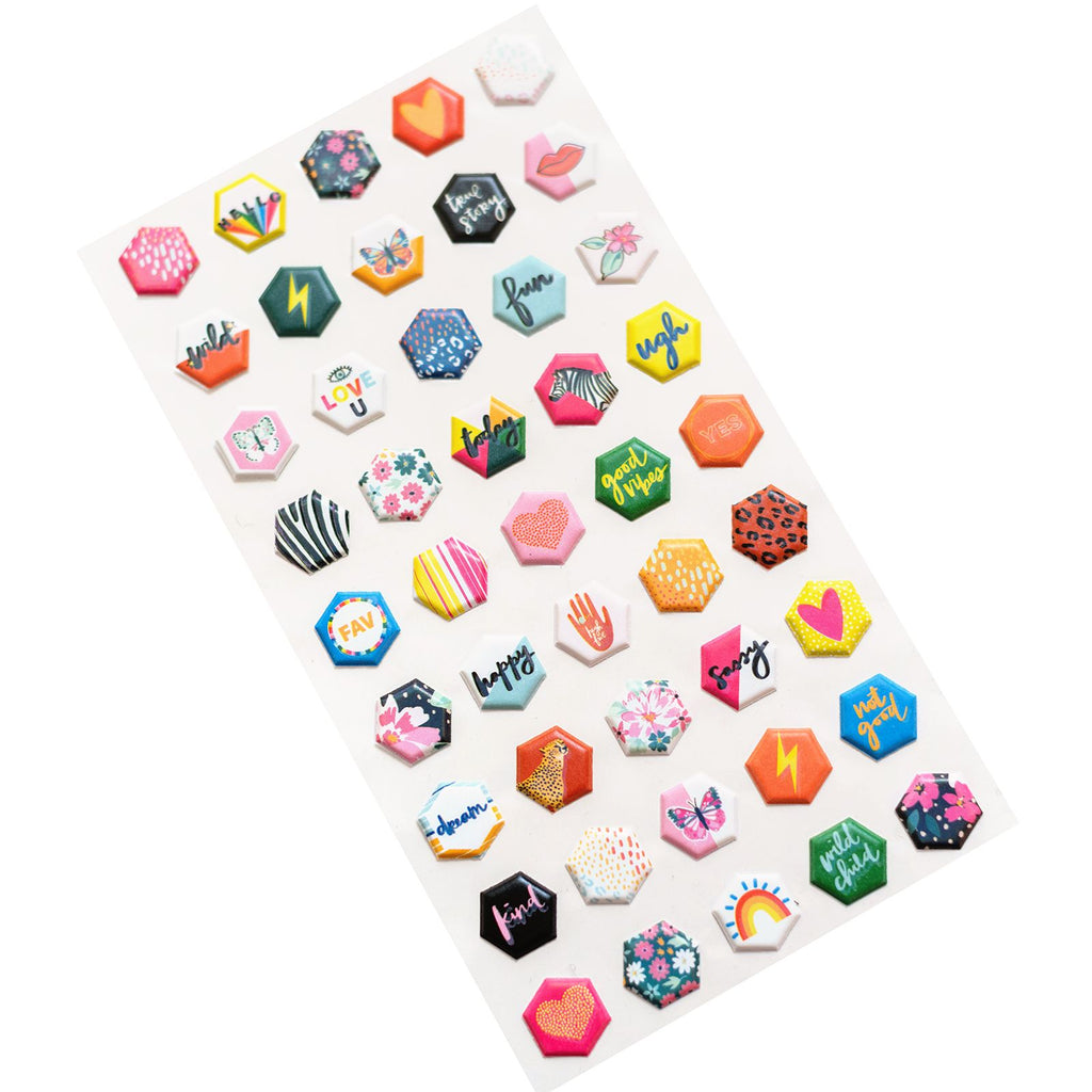 PEBBLES KID AT HEART - PUFFY STICKERS - IRIDESCENT FOIL (50 PIECE)
