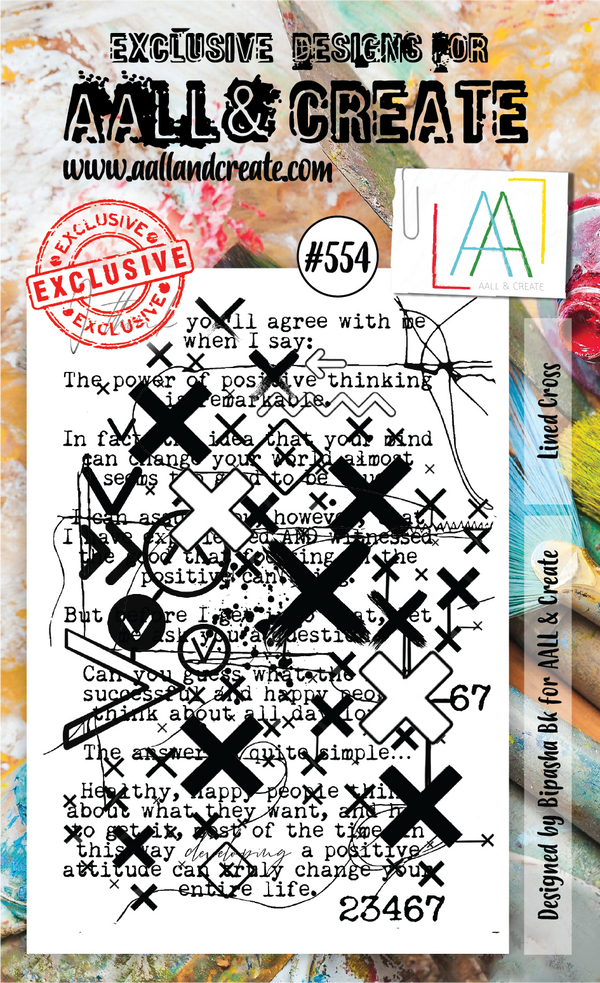 AALL & CREATE - A6 CLEAR STAMP SET - LINED CROSS #554