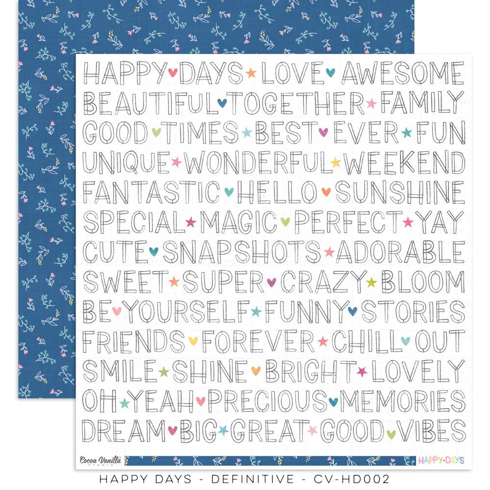 Cocoa Vanilla Studio - Happy Days - Double-Sided 12″x12″ Paper - Definitive