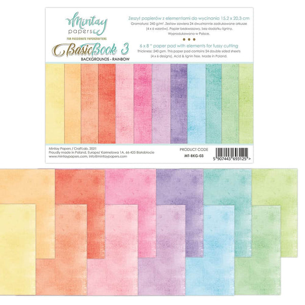 Mintay Papers - Booklets 6″x8″ - Basic Book Backgrounds - Rainbow