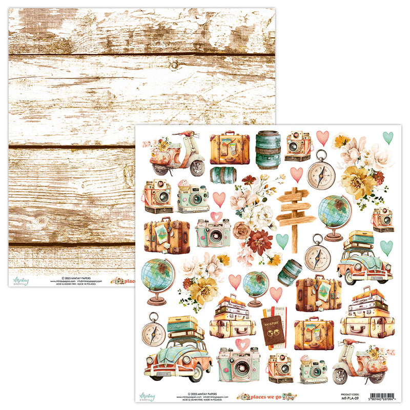 Mintay Papers  Next Trip Travel Accessories Scrapbook Paper