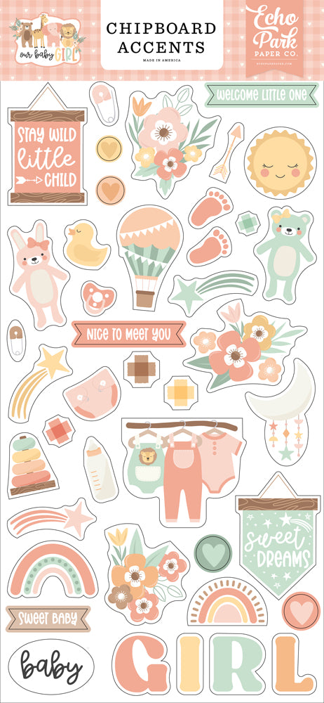 Echo Park - Our Baby Girl - Chipboard Accents