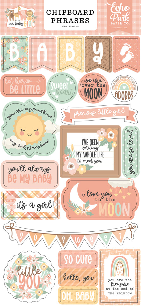 Echo Park - Our Baby Girl - Chipboard Phrases