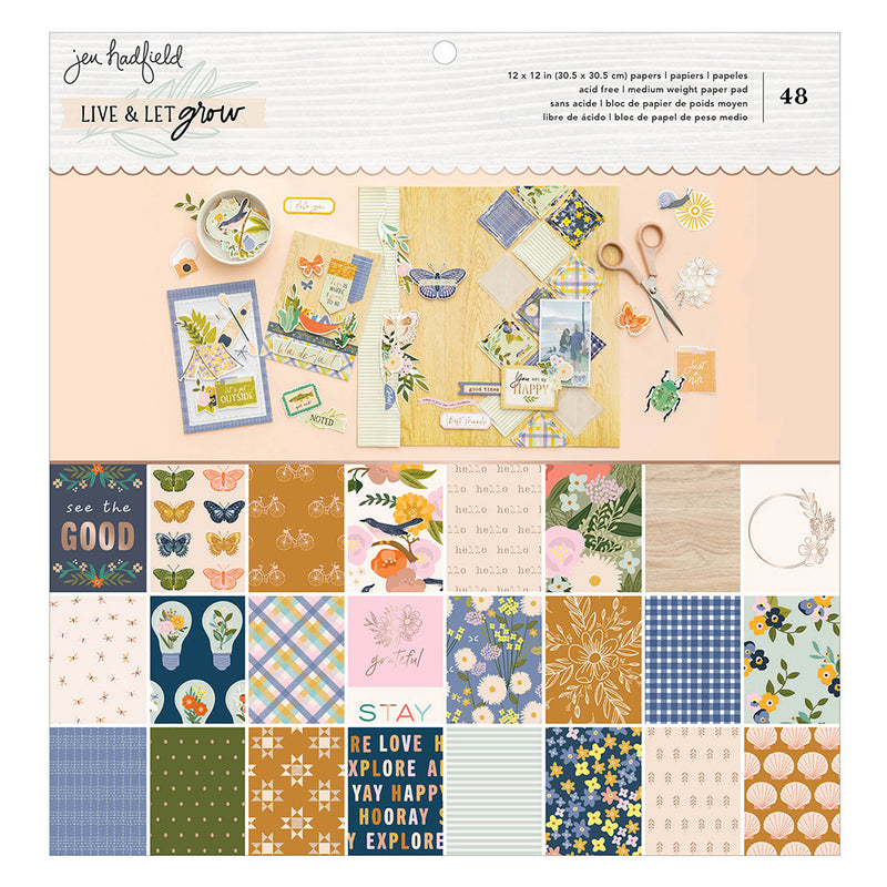 Jen Hadfield - Live and Let Grow - 12 x 12 Paper Pad - Gold Foil Accents