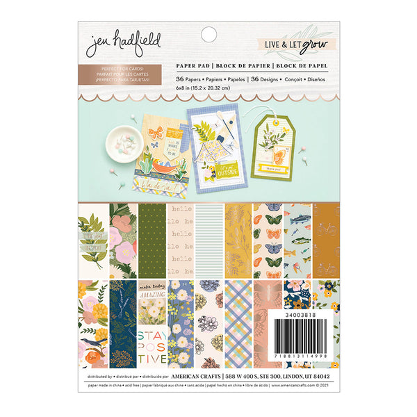 Jen Hadfield - Live and Let Grow - 6 x 8 Paper Pad - Gold Foil Accents