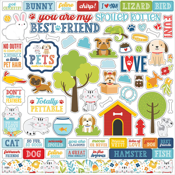 Echo Park - Pets Collection - 12 x 12 Cardstock Stickers - Elements