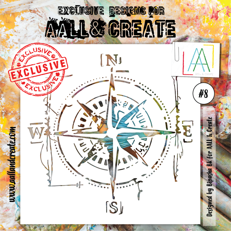 AALL & CREATE - 6"X6" STENCIL - COMPASS