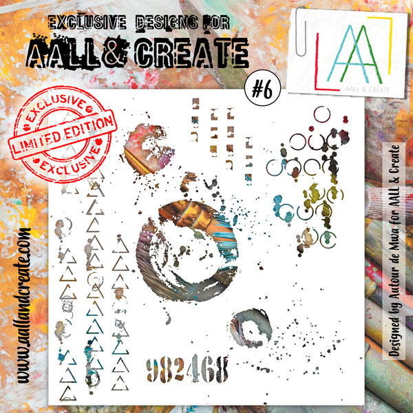 AALL & CREATE - 6"X6" STENCIL - CIRCLES/ALTERED GEOMETRICS #6